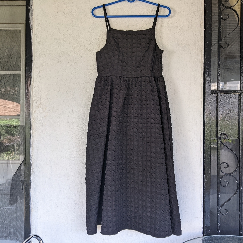Black spaghetti strap flare dress